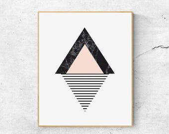 Lámina de arte geométrico escandinavo: Diseño de triángulo abstracto
