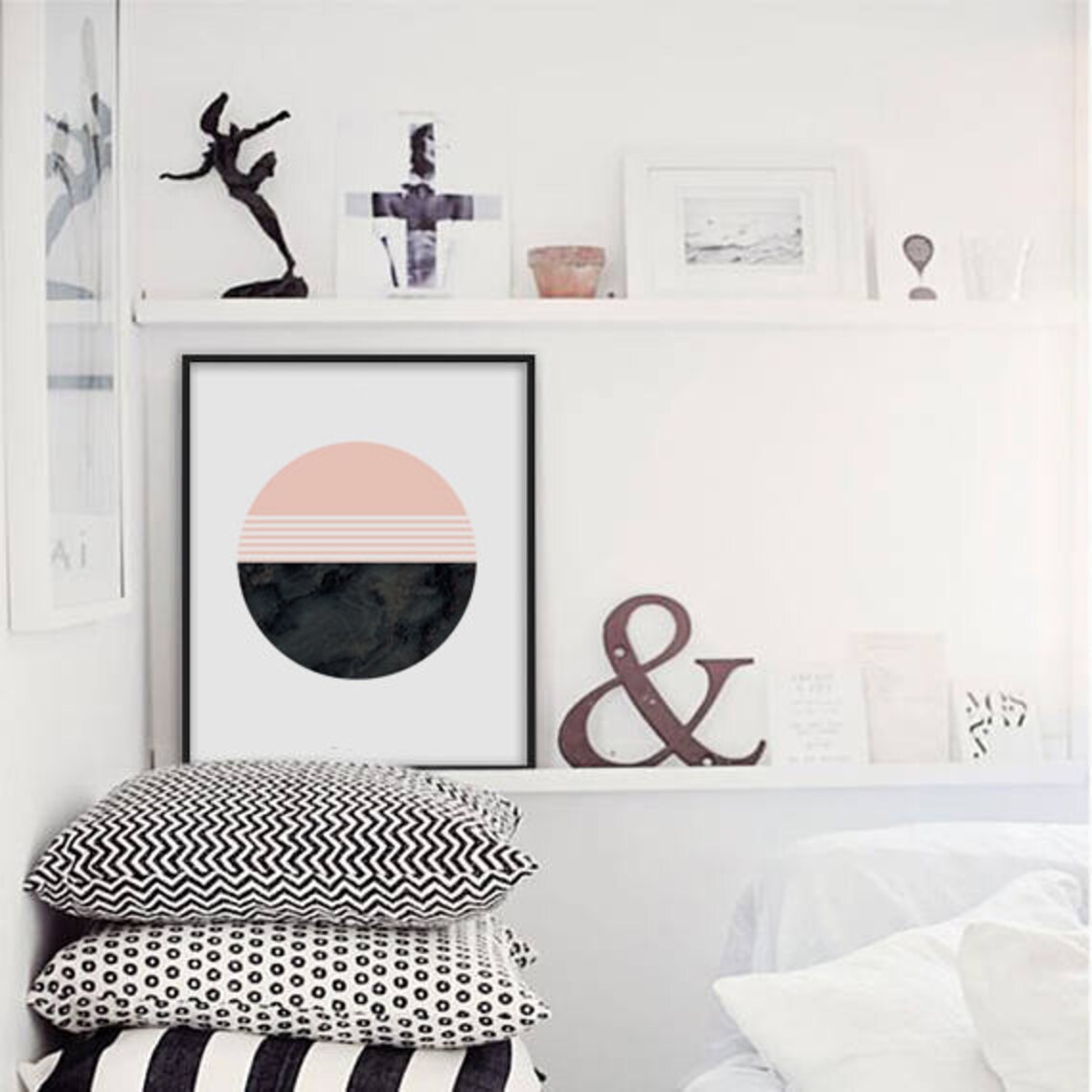 Light Pink Wall Art Circle Print Scandinavian Printable Wall Etsy