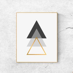 Minimalist Geometric Large Wall Art Prints, Gold Abstract Printable Scandinavian Poster Available In Digital Download image 1