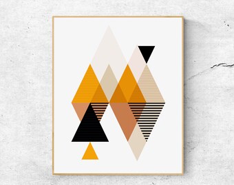 Lámina de arte escandinavo geométrico: Decoración de pared abstracta (descarga digital)