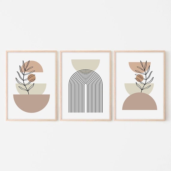 3 Piece Wall Art Set Neutral Gallery Wall Set Boho Abstract - Etsy