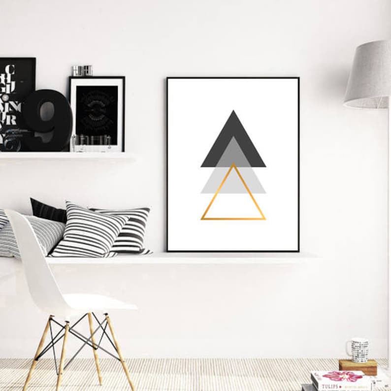 Minimalist Geometric Large Wall Art Prints, Gold Abstract Printable Scandinavian Poster Available In Digital Download image 6