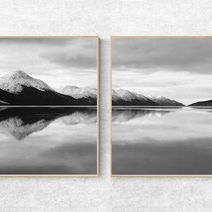 Conjunto de 2 impresiones en blanco y negro, conjunto de 2 impresiones digitales, impresiones de arte mural de montaña, fotografía de montaña, impresión de paisaje, póster de montaña
