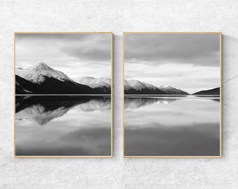 Set of 2 Prints Black And White, Set Of 2 digital prints, Mountain Wall Art Prints, Mountain Photography, Landscape Print, Mountain Poster