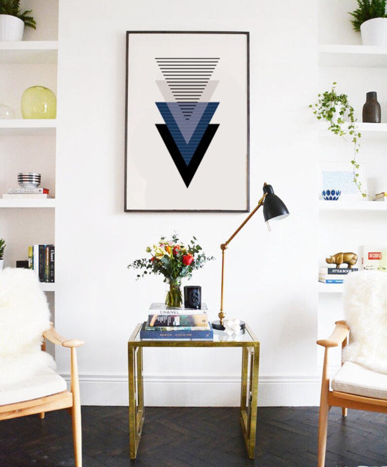 Printable Wall Art Navy Blue Wall Art Scandinavian Print Etsy