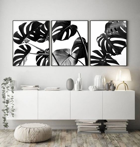 Set of 3 Wall Art Set of 3 Botanical Prints Black and White Etsy