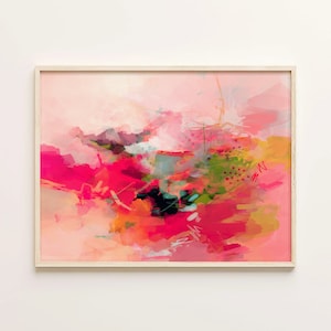 Arte murale colorata astratta, arte murale rosa, pittura astratta, stampa astratta, pittura moderna, decorazione murale colorata stampabile