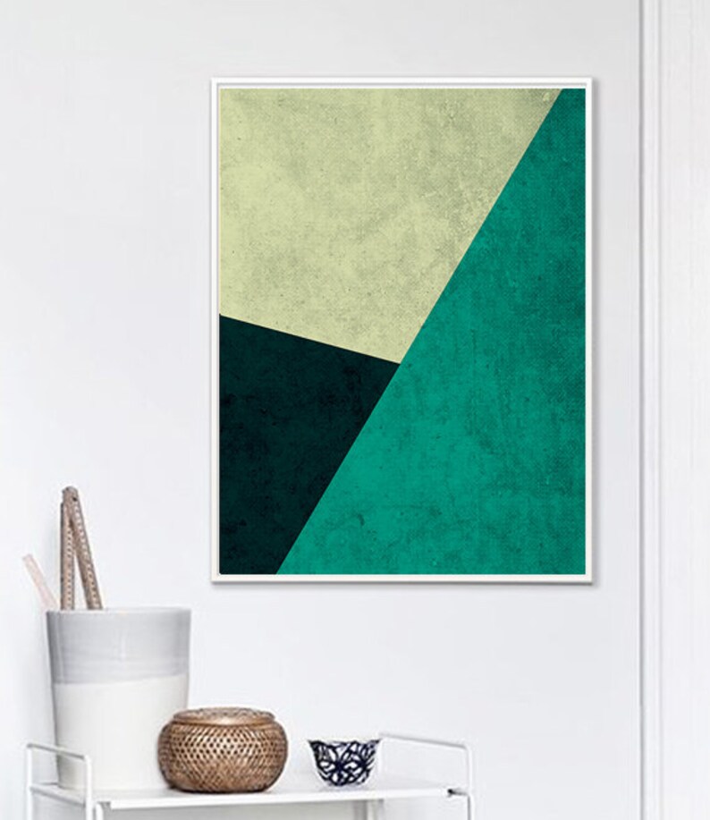 Green Wall Art Abstract Art Prints Geometric Wall Art Large Etsy