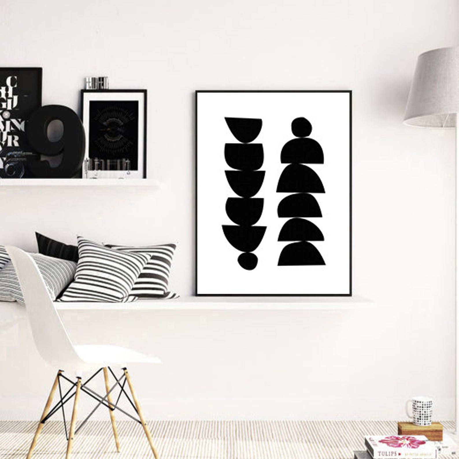 Black and White Scandinavian Art Abstract Art Scandinavian | Etsy