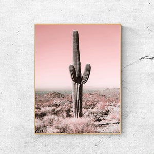 Kaktus Wandkunst, Wüstendruck, druckbare Wandkunst, Wanddekor, Wohnkultur, Kaktusdruck, Blush Pink, Kaktus Poster, südwestliches Dekor