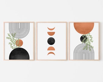 Láminas de arte moderno bohemio de mediados de siglo: Decoración de pared geométrica abstracta (descarga digital)