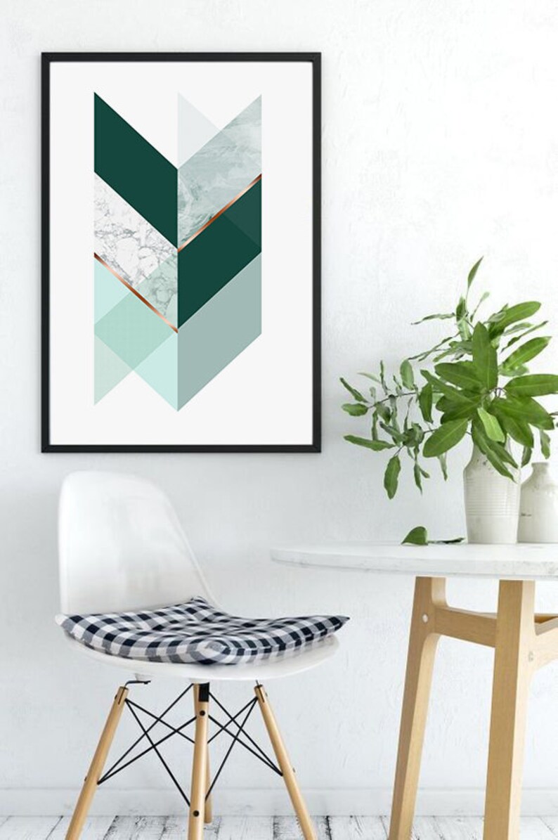 Printable Geometric Wall Art Prints, Abstract Digital Download Art, Large Poster Print, Minimalist Wall Art, Green Prints Instant Download image 8