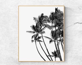 Black and White Palm Tree Print: Tropical Wall Art (Digital Download)