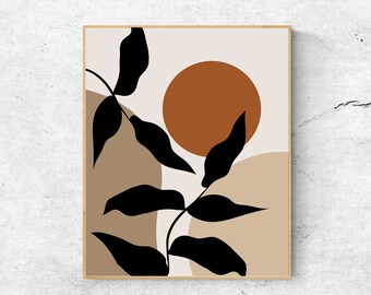 Abstract Leaf Print: Mid Century Modern Geometric Wall Art (Digital Download)