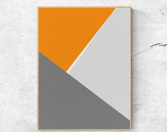 Orange Grey Geometric Print: Abstract Wall Art (Digital Download)
