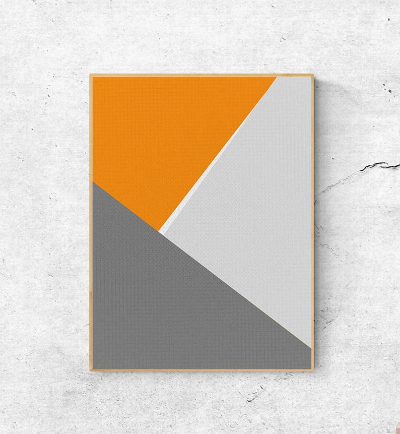 Orange and Grey Print Abstract Wall Art Prints Orange Print Etsy