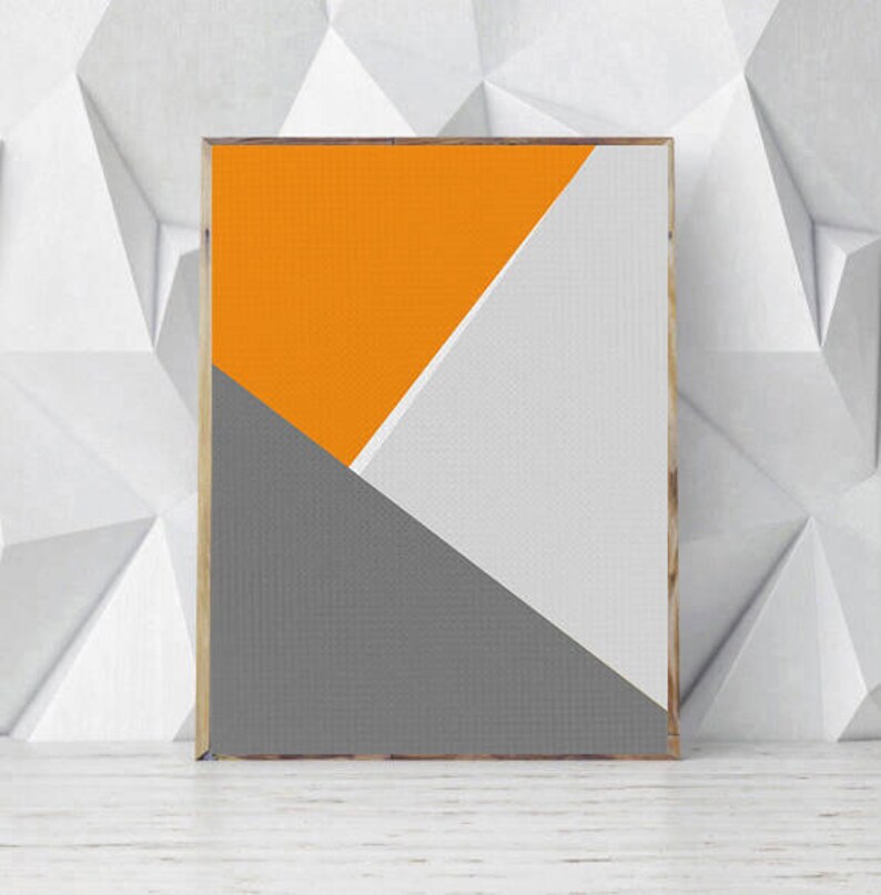 Orange and Grey Print Abstract Wall Art Prints Orange Print Etsy