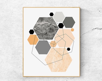 Lámina de arte geométrico escandinavo: Decoración de pared abstracta moderna (descarga digital)