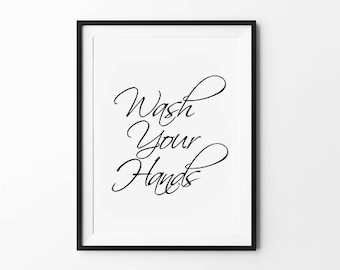 Wash Your Hands Bathroom Art Print: Funny Restroom Decor (Digital Download)
