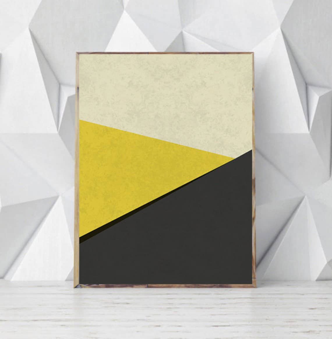 Gray and Yellow Wall Art Geometric Wall Art Print Large Etsy