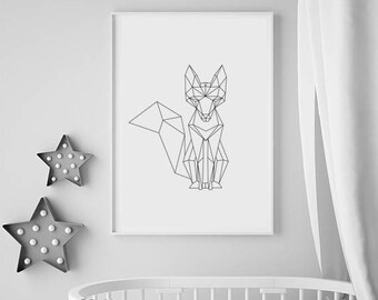 Black and White Fox | Etsy