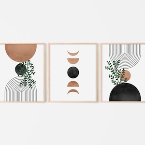 Neutral Mid Century Modern Set Of 3 Wall Art Prints