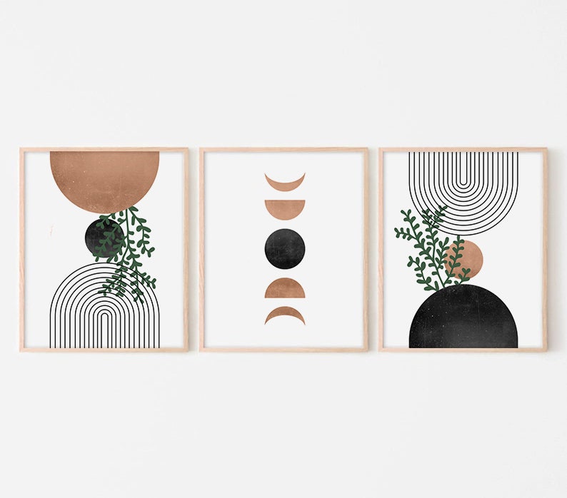 Neutral Mid Century Modern Set Of 3 Wall Art Prints