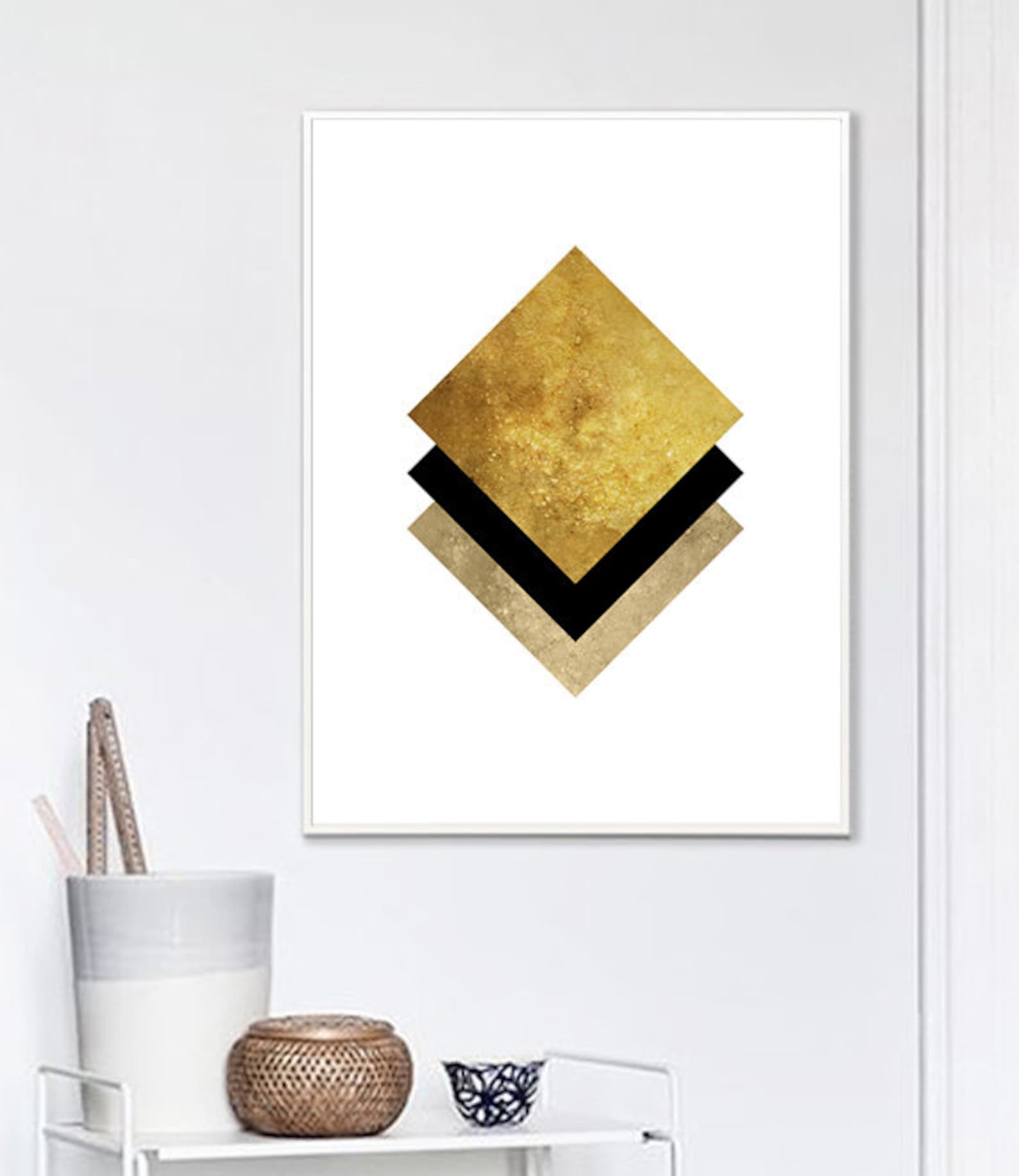 Gold Wall Art Art Print Geometric Wall Art Printable Large | Etsy