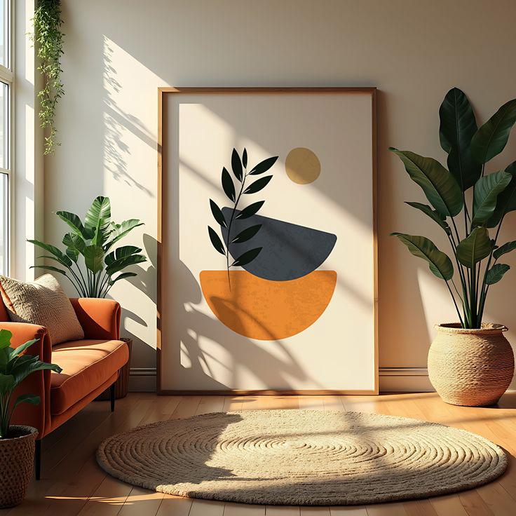 Boho Wall Art Set of 3, Beige Terracotta Abstract Prints, Mid Century ...