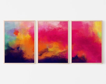 Abstract Wall Art Prints: Modern Painting Set of 3 (Digital Download)