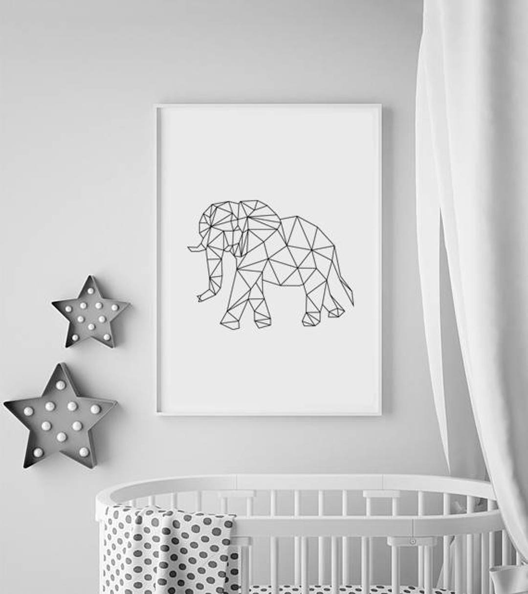 Elephant Gifts, Elephant Nursery Art Print, Geometric Animal, Nursery