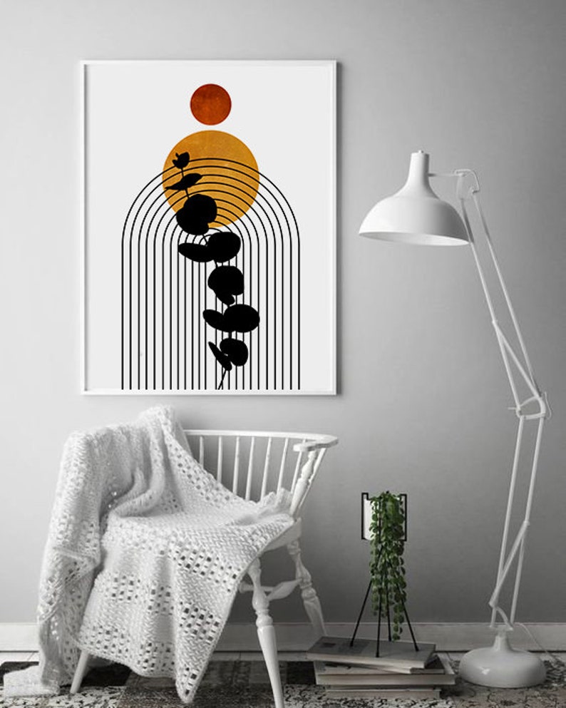 Boho Wall Decor Mid Century Modern Wall Art Printable Etsy