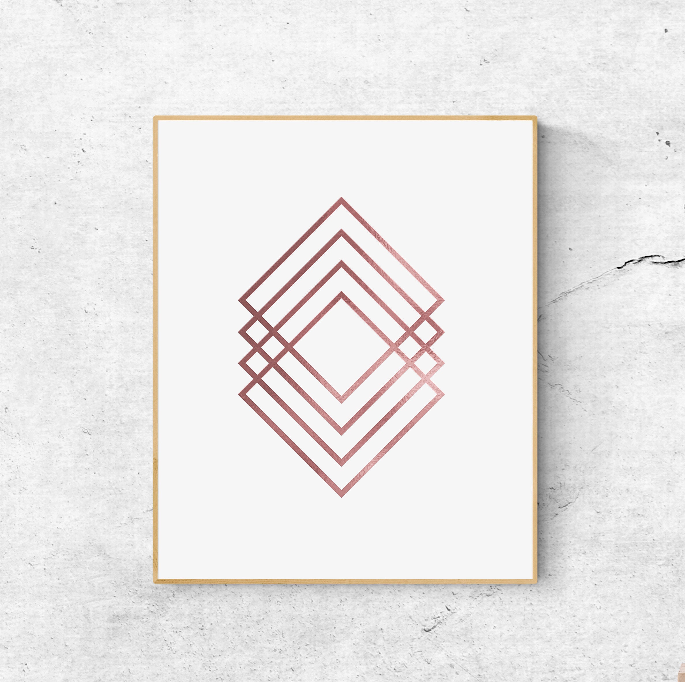 Geometric Rose Gold Printable Wall Art Prints Abstract Etsy