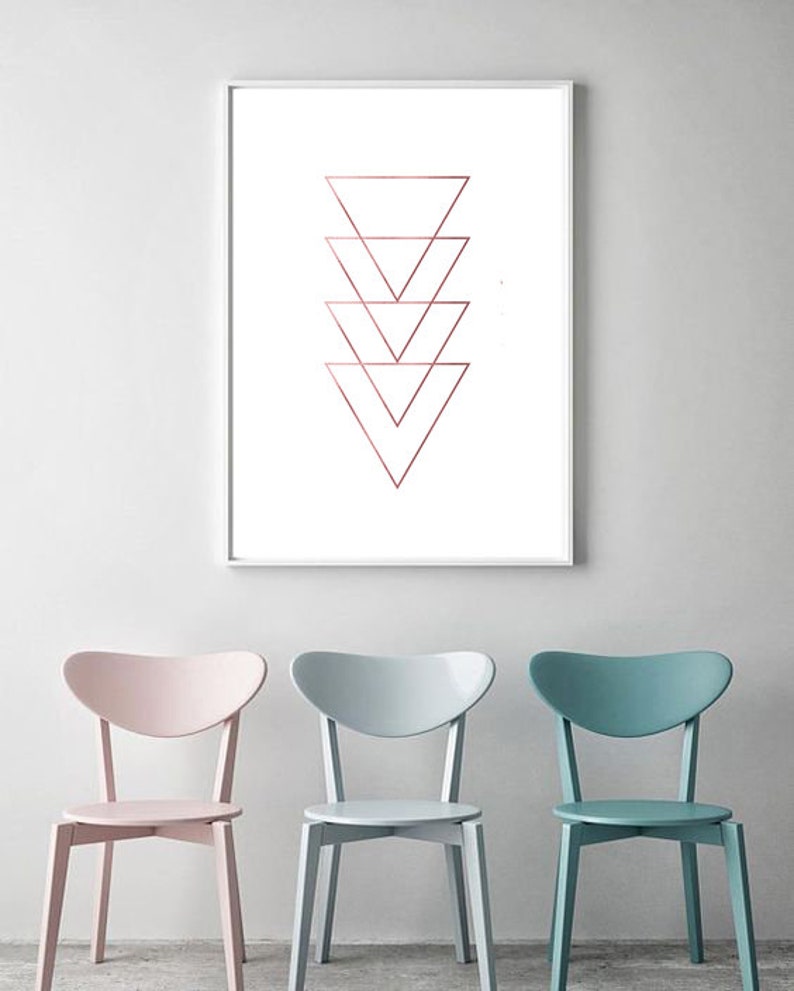 Printable Rose Gold Geometric Wall Art Prints Minimalist Etsy