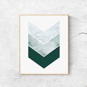 Green Geometric Arrow Art Print: Minimalist Wall Decor (Digital Download)