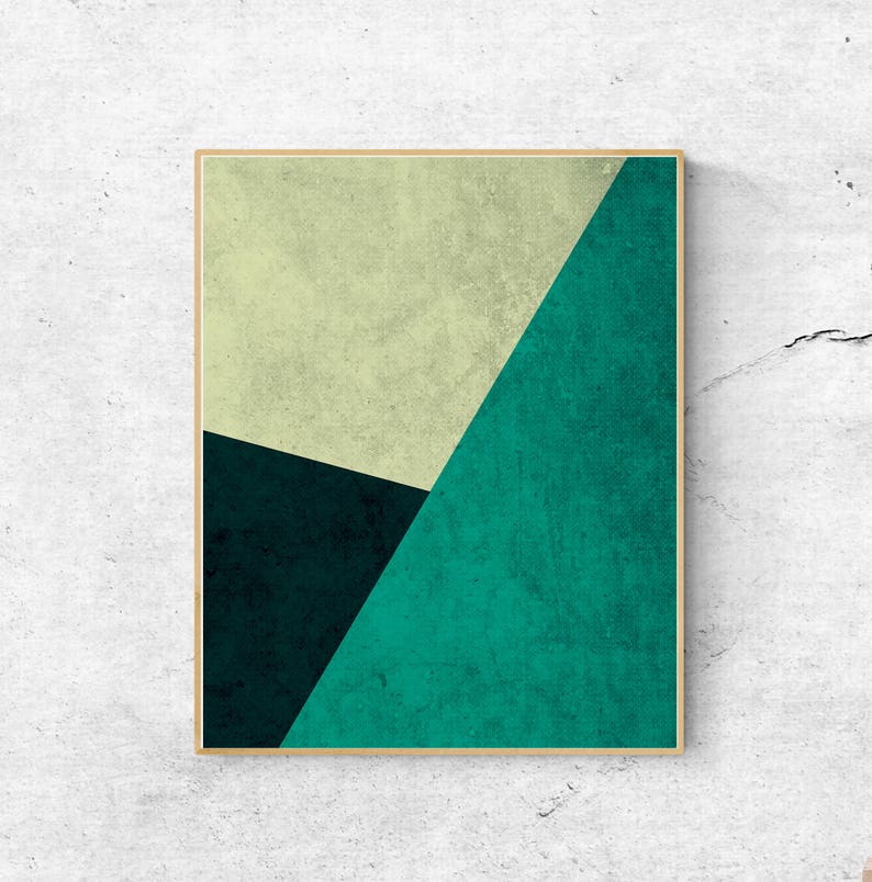 Green Wall Art Abstract Art Prints Geometric Wall Art Large Etsy