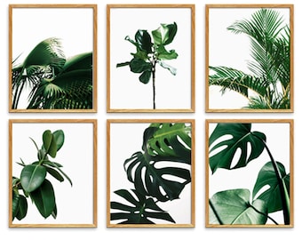 Tropical Leaf Prints Set: Green Botanical Wall Art (Digital Download)