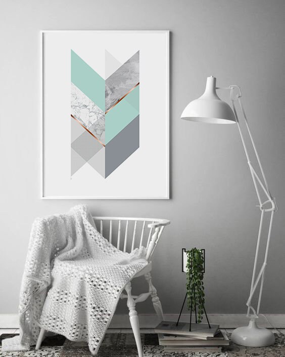 Modern Minimalist Wall Art Large Abstract Print Mint Green - Etsy