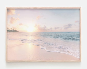 Beach Sunset Print: Pastel Ocean Wave Photography (Digital Download)