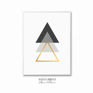 Minimalist Geometric Large Wall Art Prints, Gold Abstract Printable Scandinavian Poster Available In Digital Download image 2