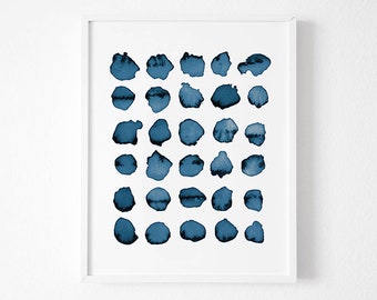 Watercolor Print, Indigo Wall Art, Blue Abstract Printable Art, Abstract Watercolor Painting, Navy Blue Wall Art, Indigo Blue Wall Art Print