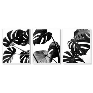 Set Of 3 Wall Art, Set Of 3 Botanical Prints Black And White, Set Of 3 Prints Black And White, Monstera Leaf Print, Instant Download Prints