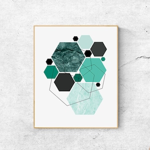 Abstract Geometric Wall Art Print: Hexagon Poster (Digital Download)