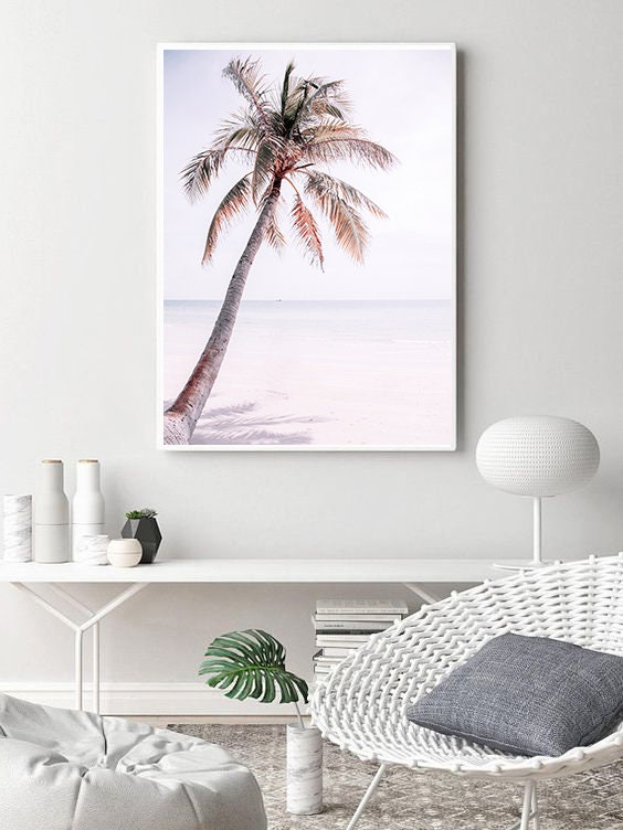 Tropical Palm Tree Wall Art Prints Coastal Print Beach | Etsy