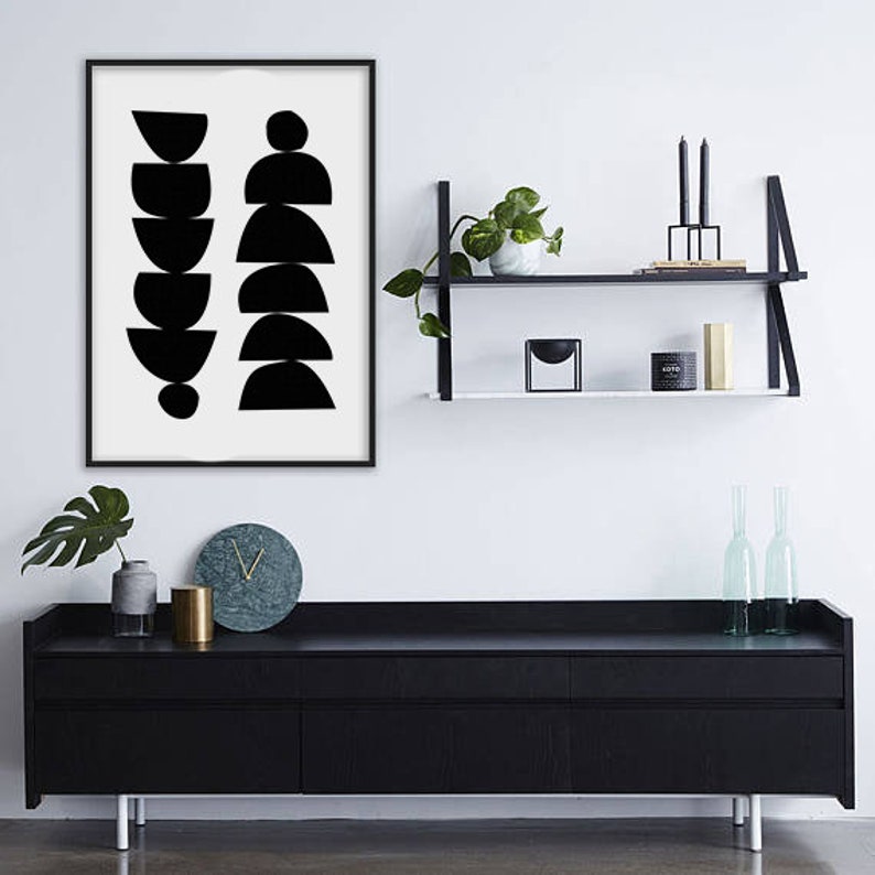 Black and White Scandinavian Art Abstract Art Scandinavian Etsy