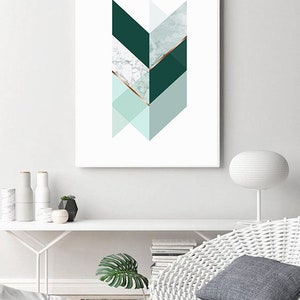 Printable Geometric Wall Art Prints, Abstract Digital Download Art, Large Poster Print, Minimalist Wall Art, Green Prints Instant Download image 4