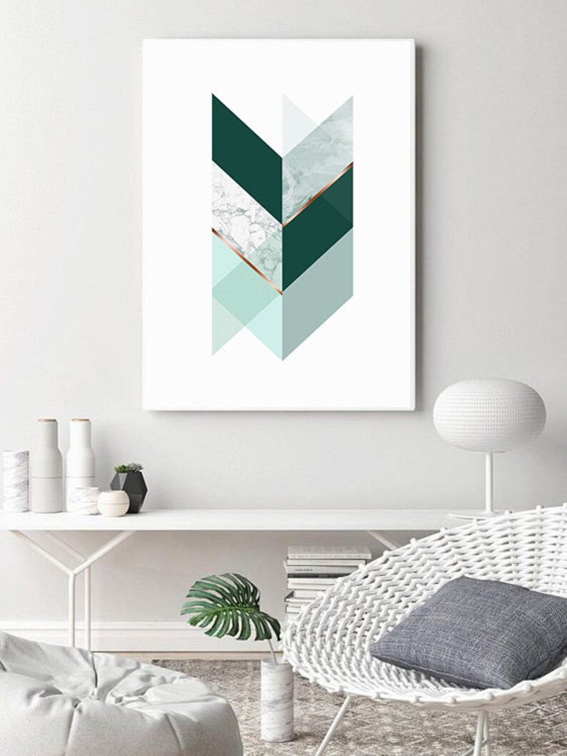 Printable Geometric Wall Art Prints, Abstract Digital Download Art, Large Poster Print, Minimalist Wall Art, Green Prints Instant Download image 4