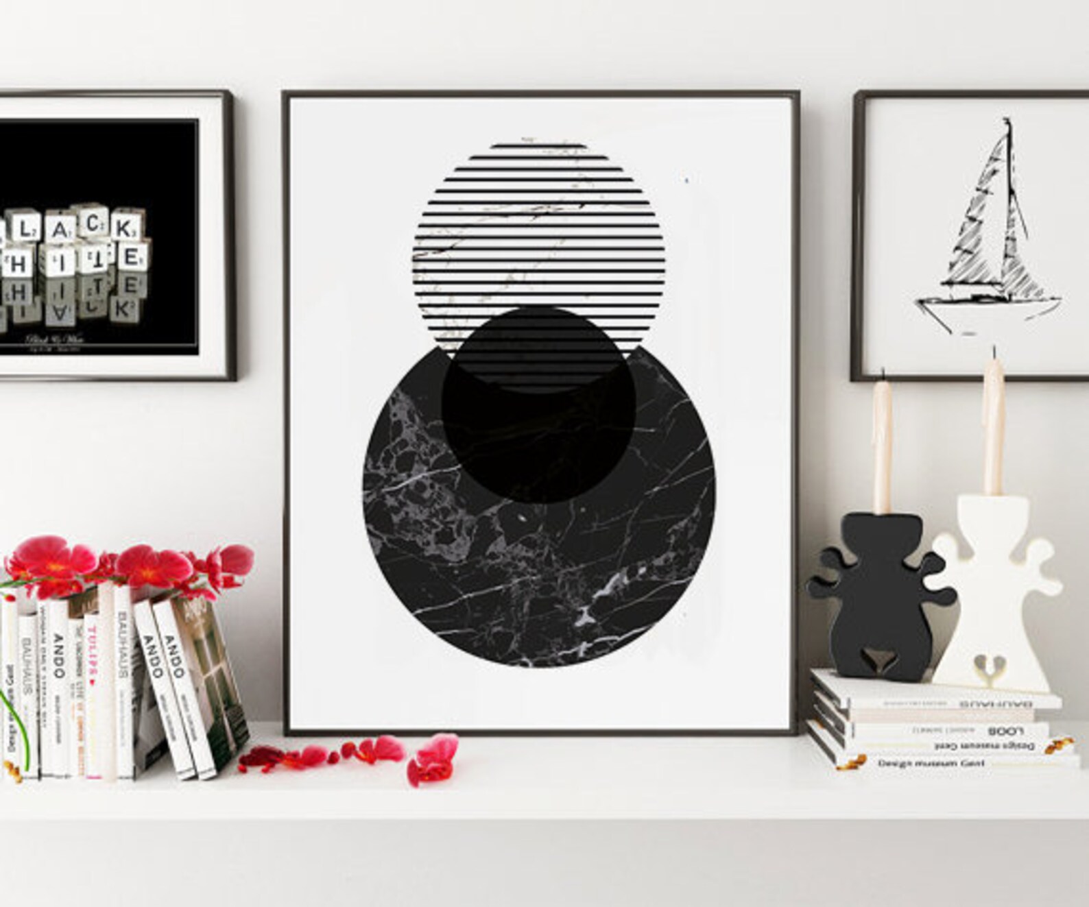 black and white scandinavian art