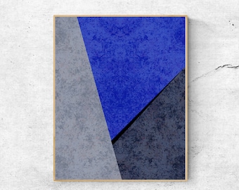 Blue Geometric Art Print: Modern Abstract Wall Decor (Digital Download)