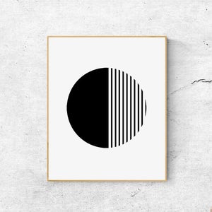 Black and white Print, Scandinavian print, Geometric wall art print, Large wall art printable, Geometric print, Scandinavian modern art